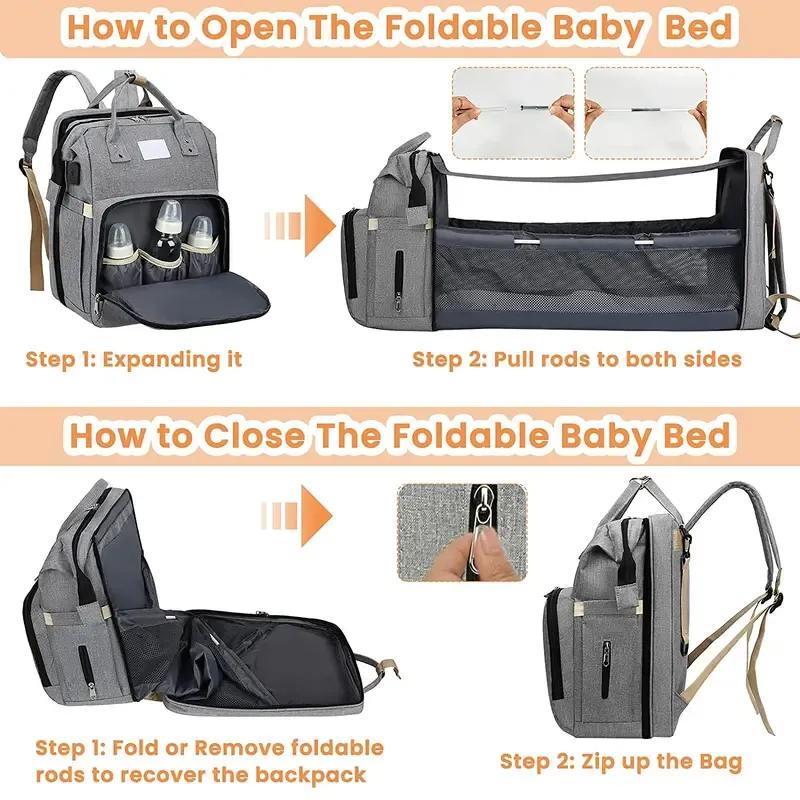 Portable Folding Crib Diaper Bag Multi-Function