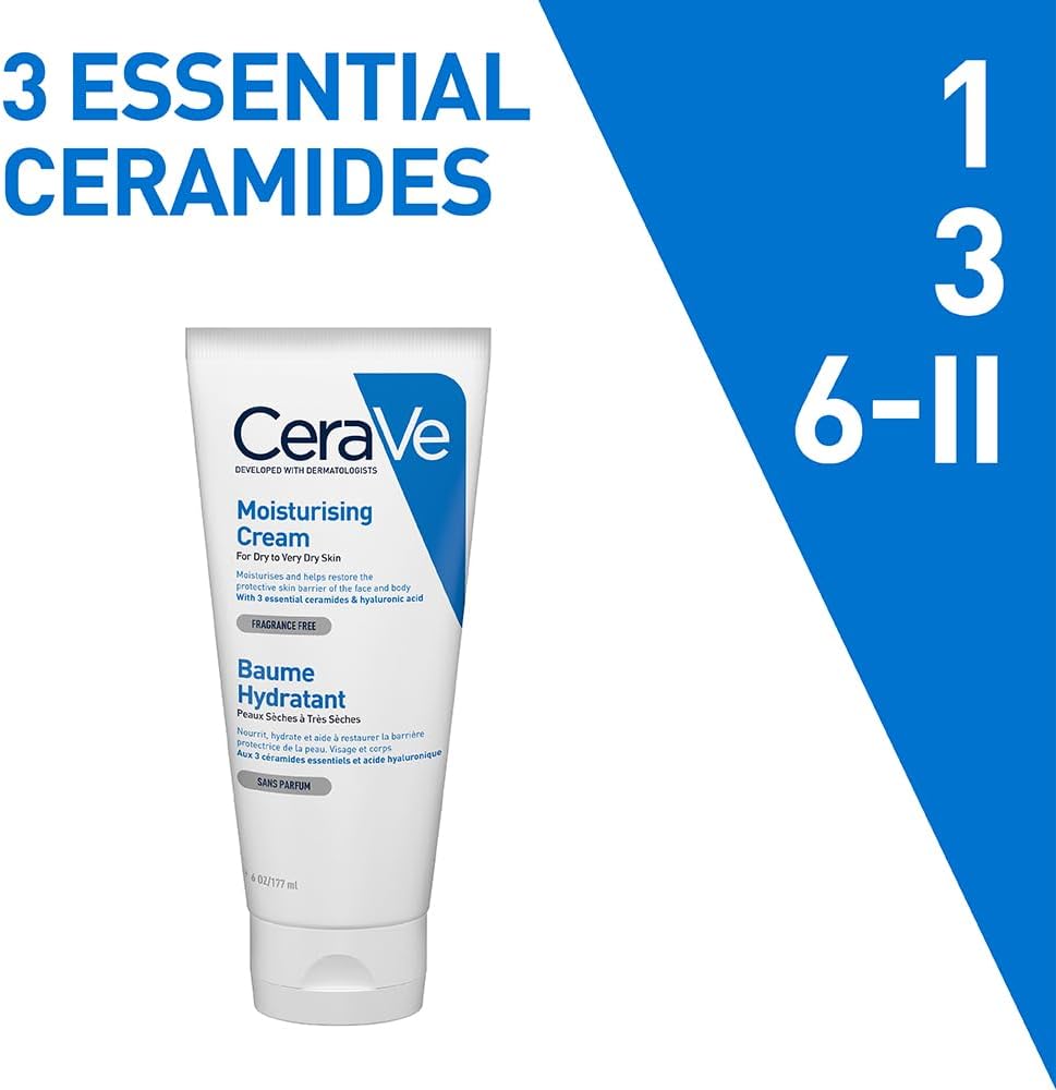 CeraVe Moisturising Cream for Dry to Very Dry Skin 177 ml with Hyaluronic Acid & 3 Essential Ceramides