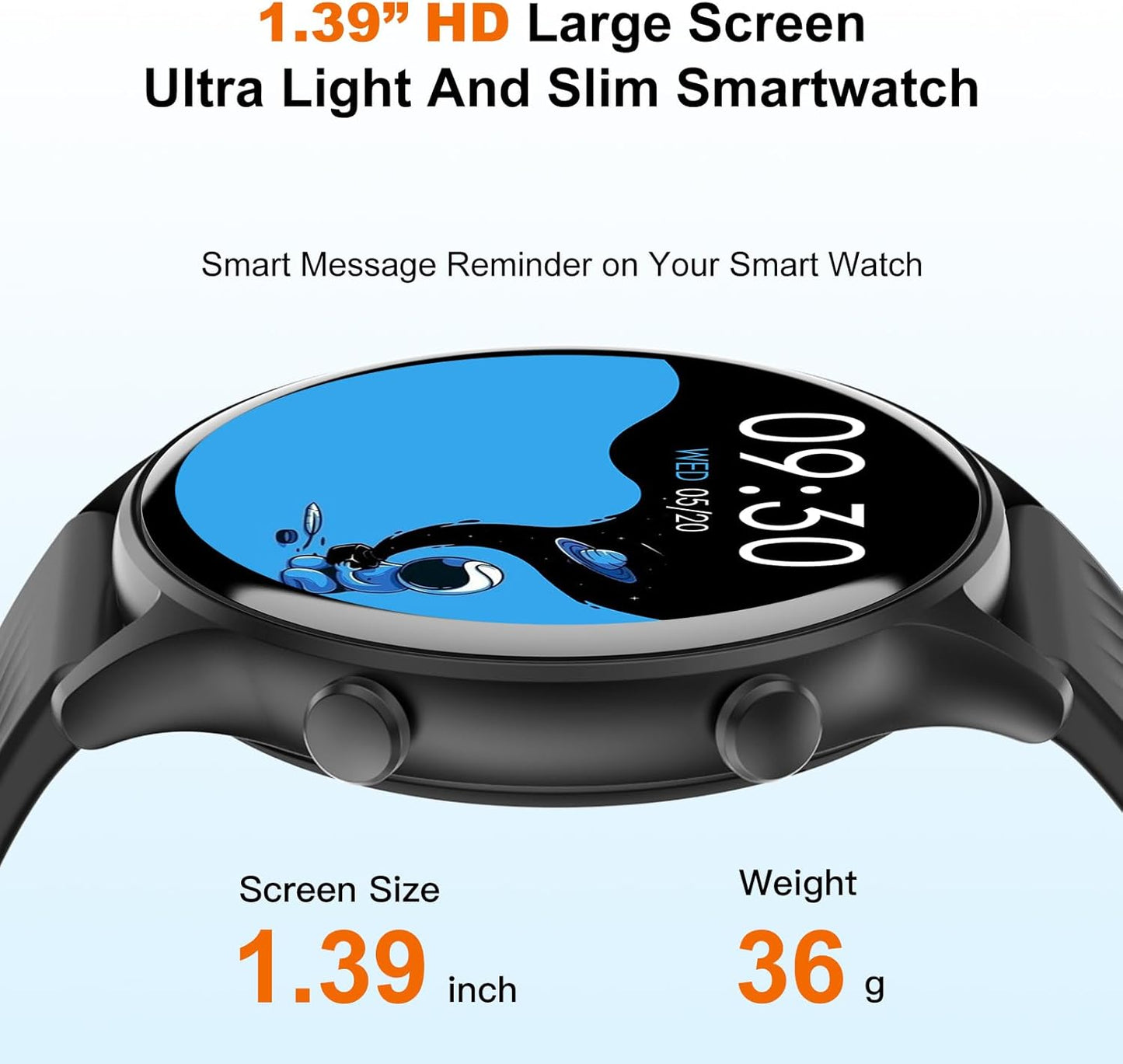 Smart Watch, 1.39" Smartwatches for Men Women, (Answer/Make Calls), IP67 Waterproof Fitness Watch，Fitness Tracker with 123+ Sport Modes, Heart Rate/Sleep Monitor, Smartwatch for Android iOS (Silver)