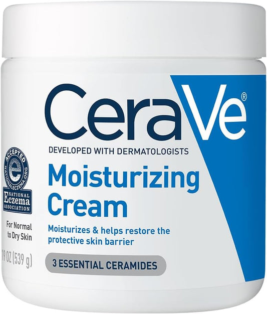 CeraVe Moisturizing Cream, Body and Face Moisturizer for Dry Skin, Body Cream with Hyaluronic Acid and Ceramides, 19 Ounce