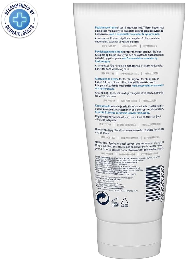 CeraVe Moisturizing Cream | 48H Body and Face Moisturizer for Dry to Very Dry Skin with Hyaluronic Acid and Ceramides | Fragrance Free | 1.69Oz, 50 ML