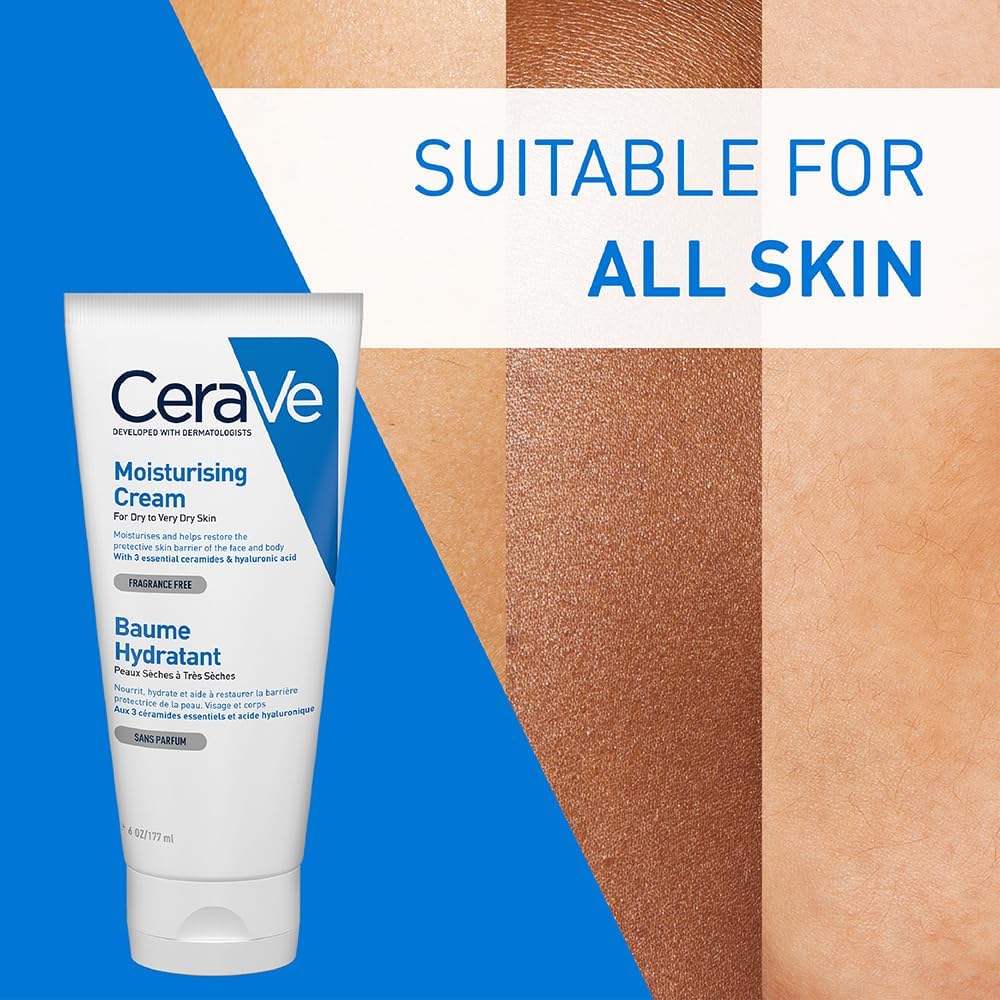 CeraVe Moisturising Cream for Dry to Very Dry Skin 177 ml with Hyaluronic Acid & 3 Essential Ceramides