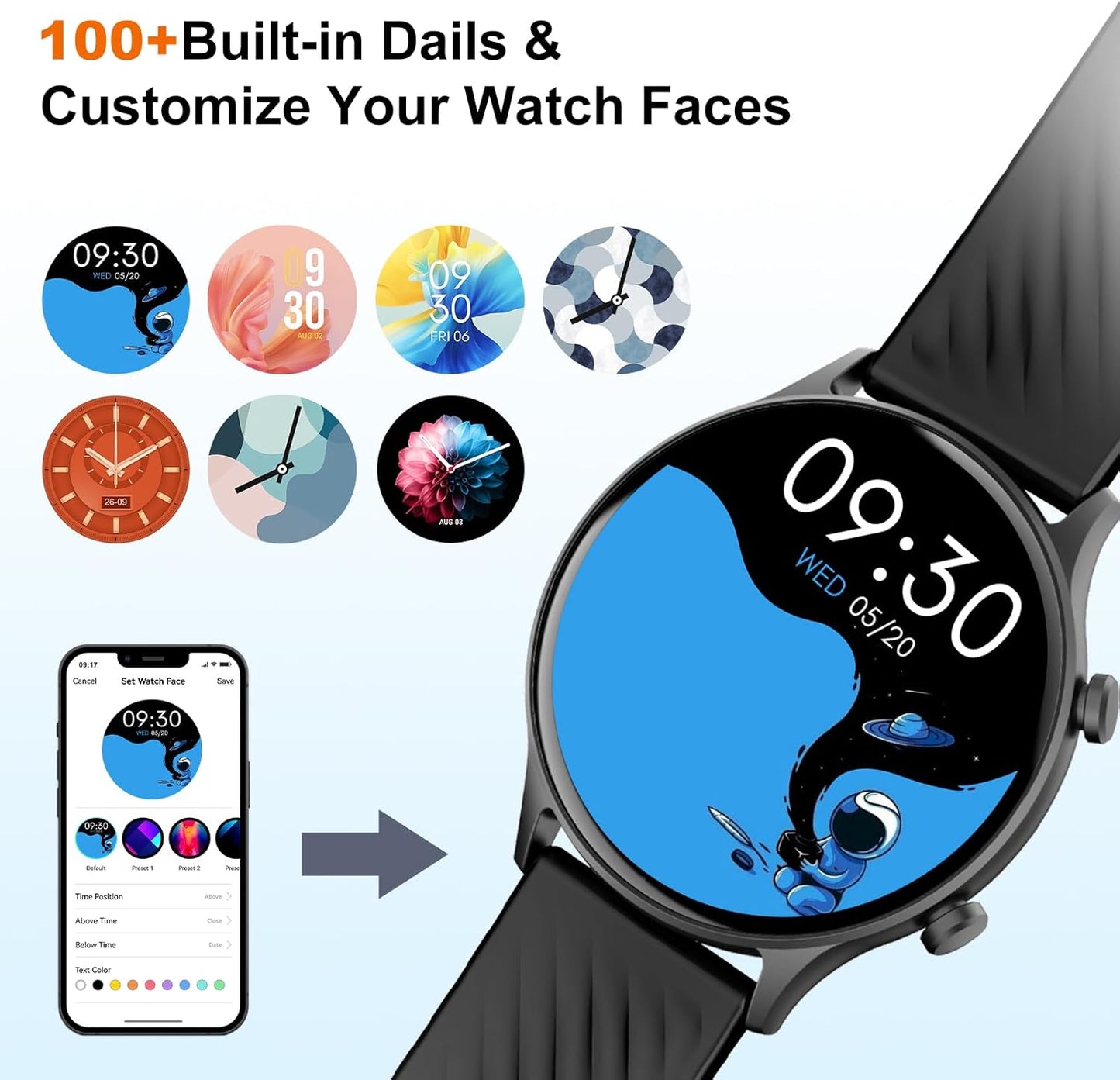 Smart Watch, 1.39" Smartwatches for Men Women, (Answer/Make Calls), IP67 Waterproof Fitness Watch，Fitness Tracker with 123+ Sport Modes, Heart Rate/Sleep Monitor, Smartwatch for Android iOS (Silver)